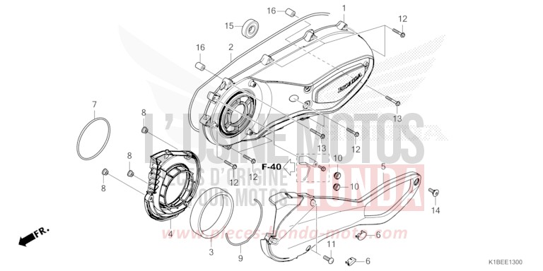 LEFT CRANKCASE COVER for Forza 350 MAT ROBUST GRAY METALLIC (NHC74) from 2023